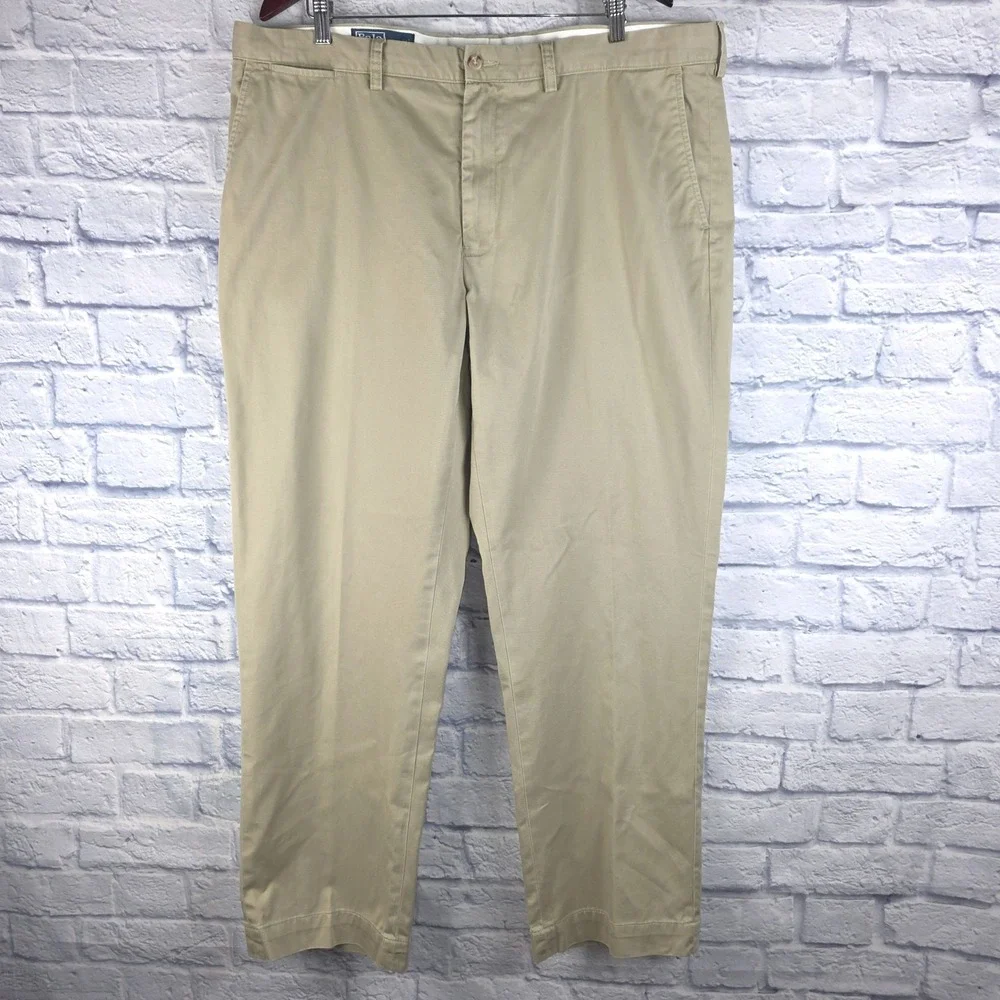 Vintage Polo Ralph Lauren Men Preston Pant Khaki Cotton Chino Trousers Sz 42X32